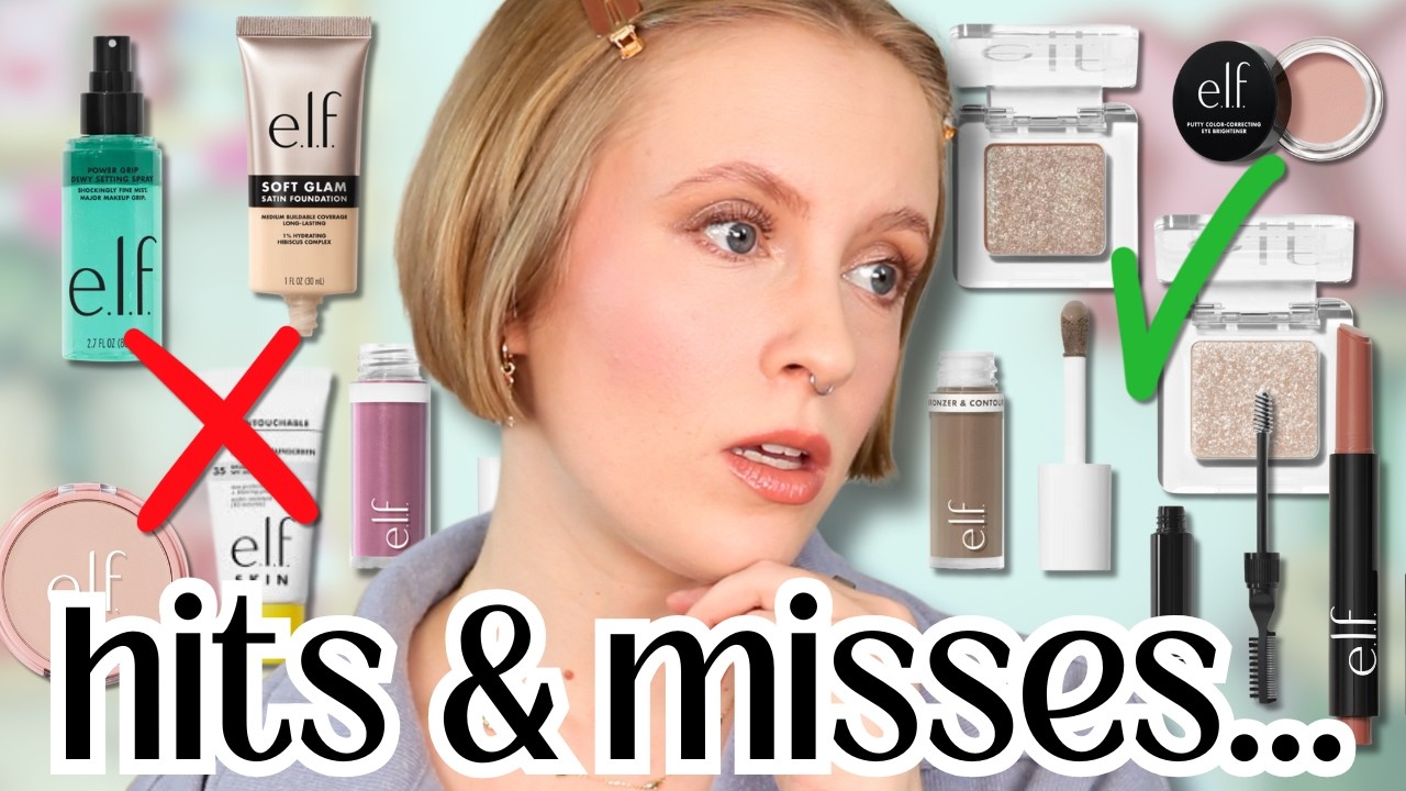 Full Face of e.l.f. Cosmetics: Soft Glam Foundation, Halo Glow Pressed Powder, Fine as Fleck Shadows