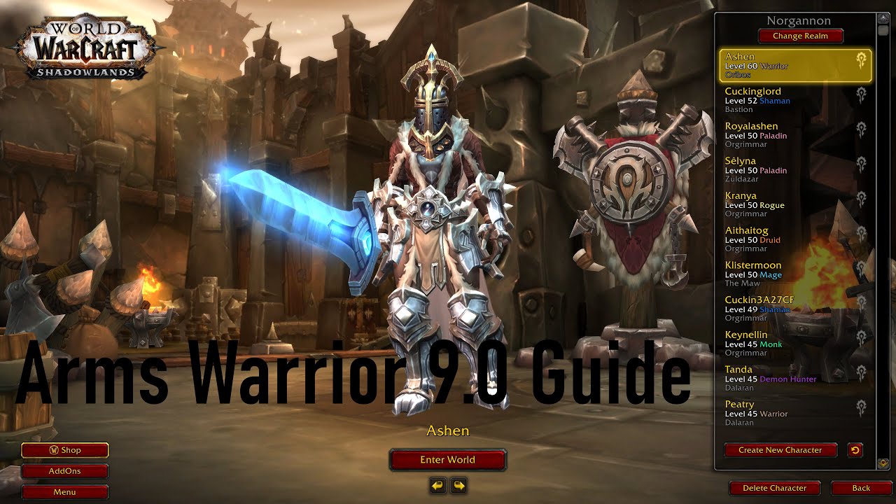 Shadowlands 9.0  Arms Warrior PvP Guide - Basic Rotation, Abilities, Talents