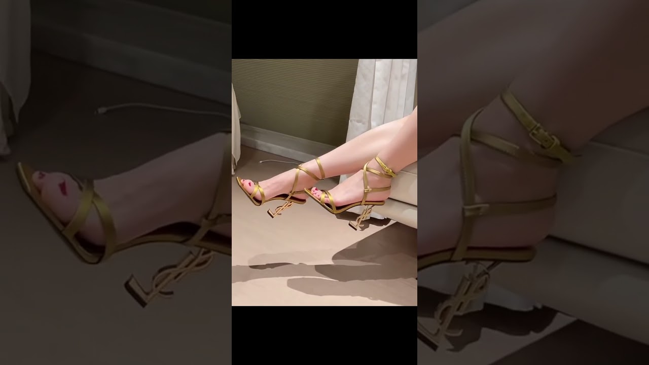 💛 Daily Golden YSL Heel Fix | Laced Up to the Anklet with Pure Glam ✨  #chictoes #chicstyle