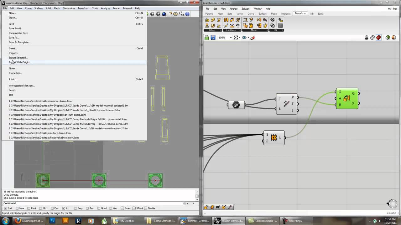 Grasshopper Lab 1:  Make2D Lines - Fall 2011