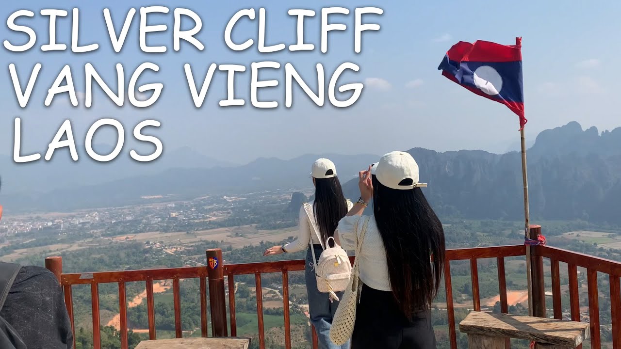 [4K] Silver Cliff Viewpoint, Vang Vieng, Laos - POV Walking & Hiking