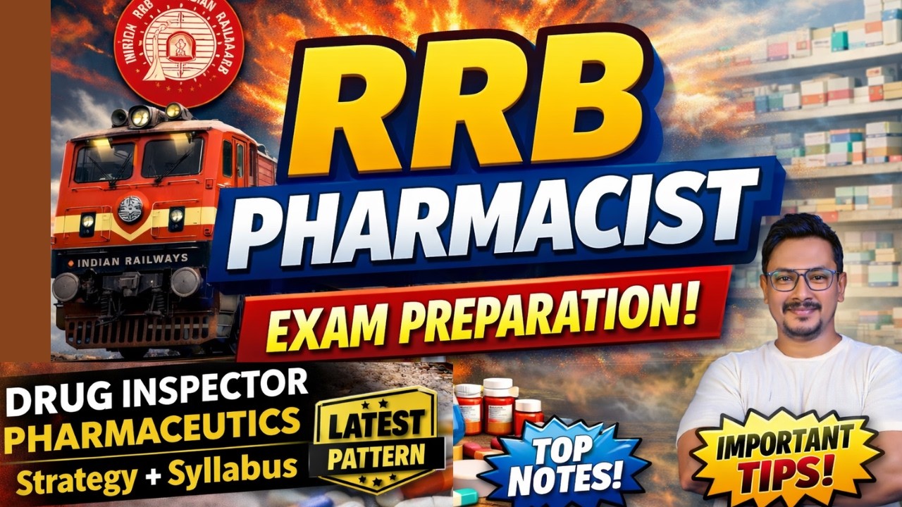 RRB  PHARMACIST EXAM PREPARATION  / RRB PHARMACIST EXAM QUESTIONS / DRUG INSPECTOR EXAM 2026 MCQS
