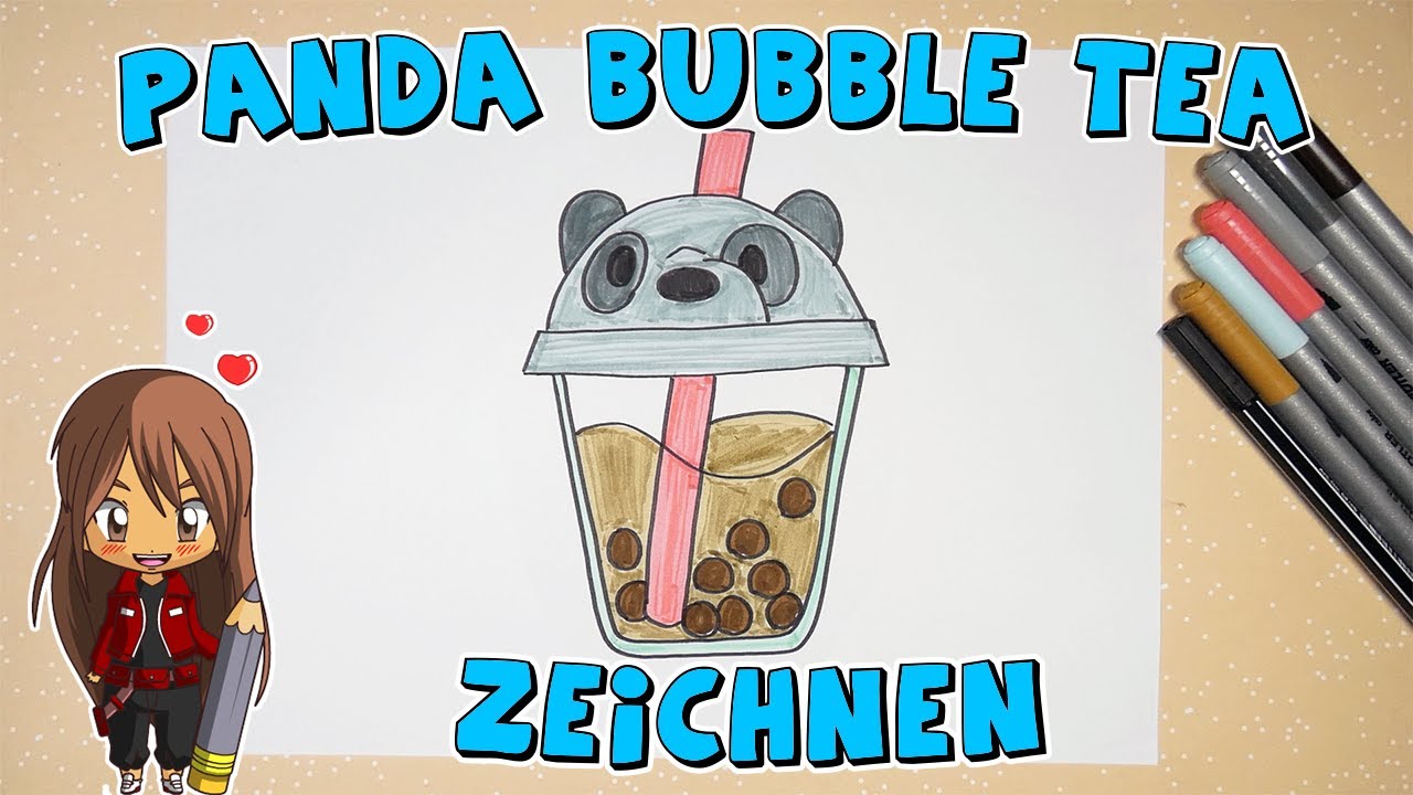 Panda Bubble Tea einfach malen f&uuml;r Kinder | ab 7 Jahren | Malen mit Evi | deutsch