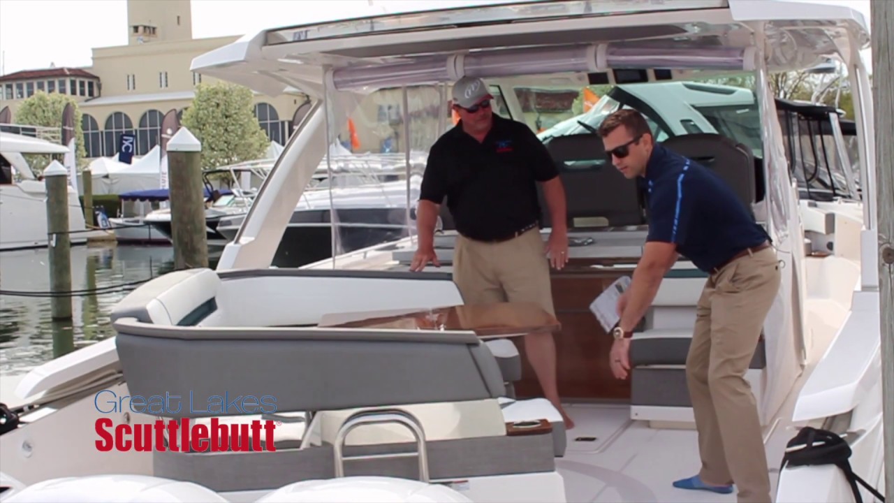 38' Tiara LS Walkthrough from Skipperbuds! @ 2019 Great Lakes Boating Festival In Grosse Pointe, MI