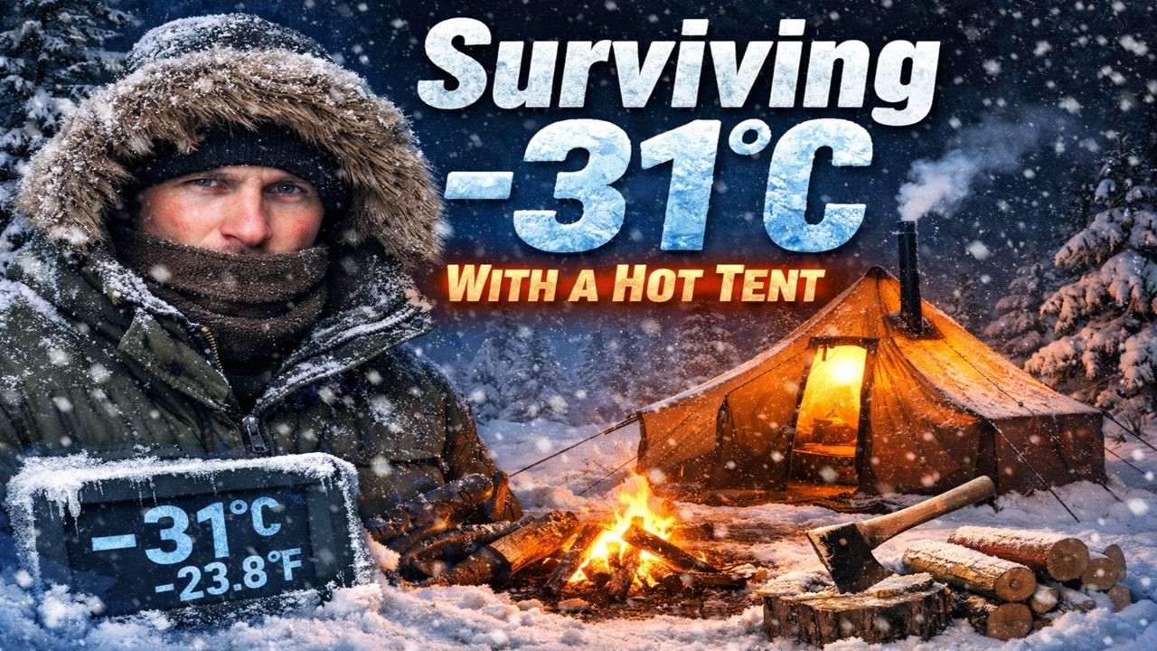 -31°C Winter Survival Challenge | Hot Tent Camping #survival #wintercamping #hotentcamping