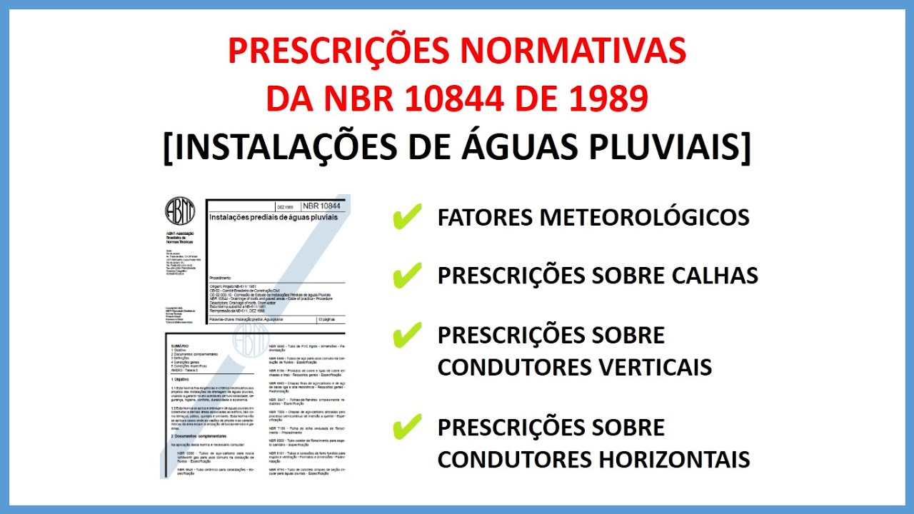 Prescrições normativas da NBR 10844 de 1989 [Instalações de Águas Pluviais]