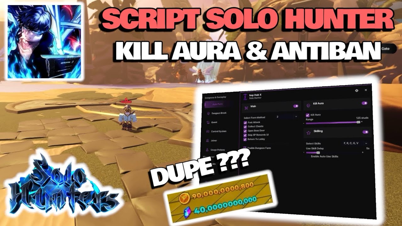 Cách Hack Solo Hunter Script Auto Farm Kill Aura, Auto Quest, Full Chức Năng, Antiban