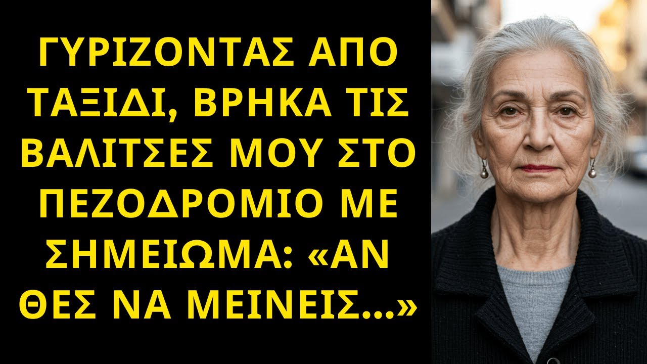 ΓΥΡΙΖΟΝΤΑΣ ΑΠΟ ΤΑΞΙΔΙ, ΒΡΗΚΑ ΤΙΣ ΒΑΛΙΤΣΕΣ ΜΟΥ ΣΤΟ ΠΕΖΟΔΡΟΜΙΟ ΜΕ ΣΗΜΕΙΩΜΑ: «ΑΝ ΘΕΣ ΝΑ ΜΕΙΝΕΙΣ...»