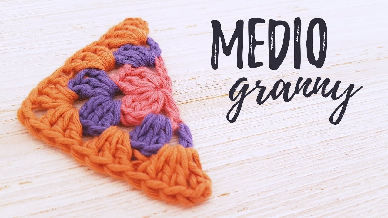 C&oacute;mo tejer MEDIO GRANNY SQUARE a crochet | tutorial PASO A PASO | Ahuyama Crochet