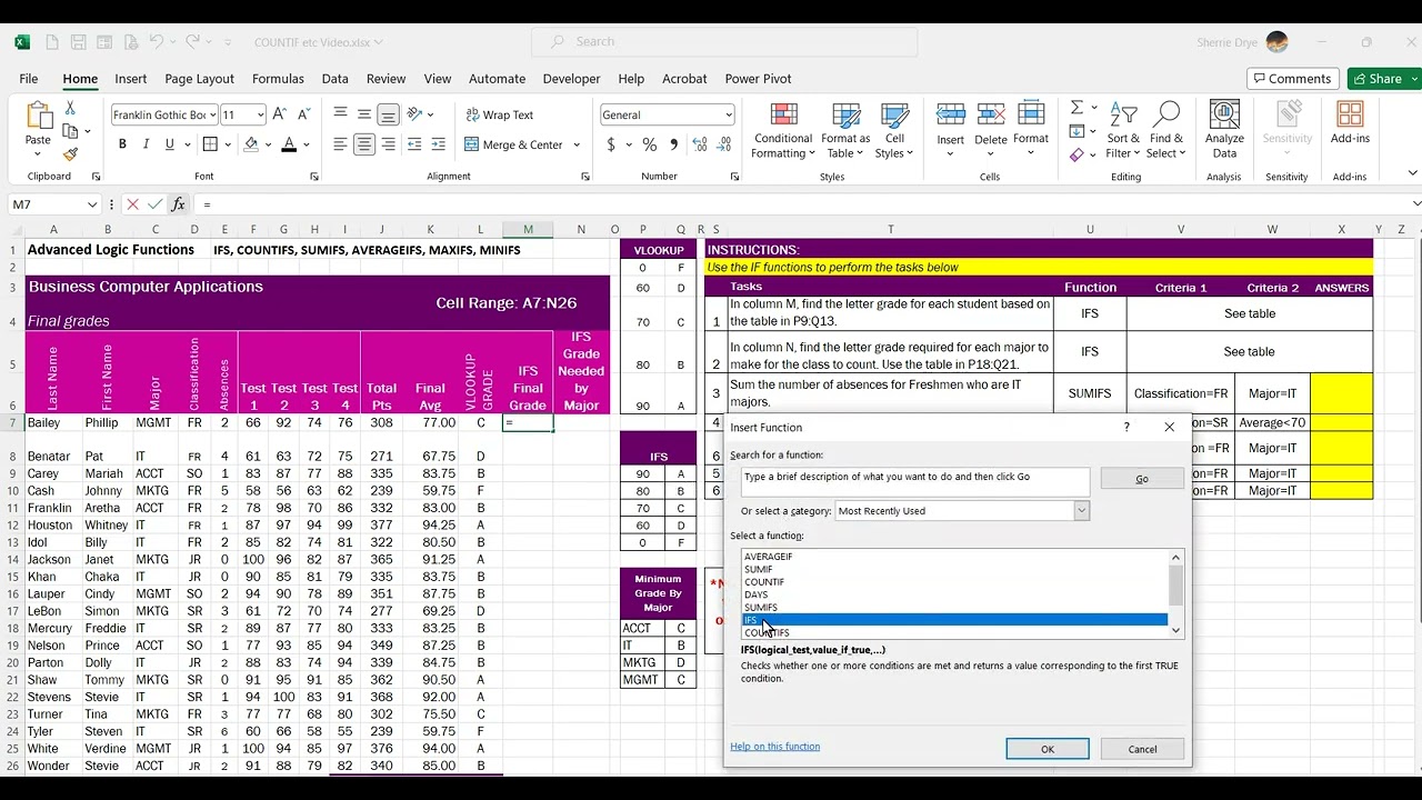EXCEL IFS Function