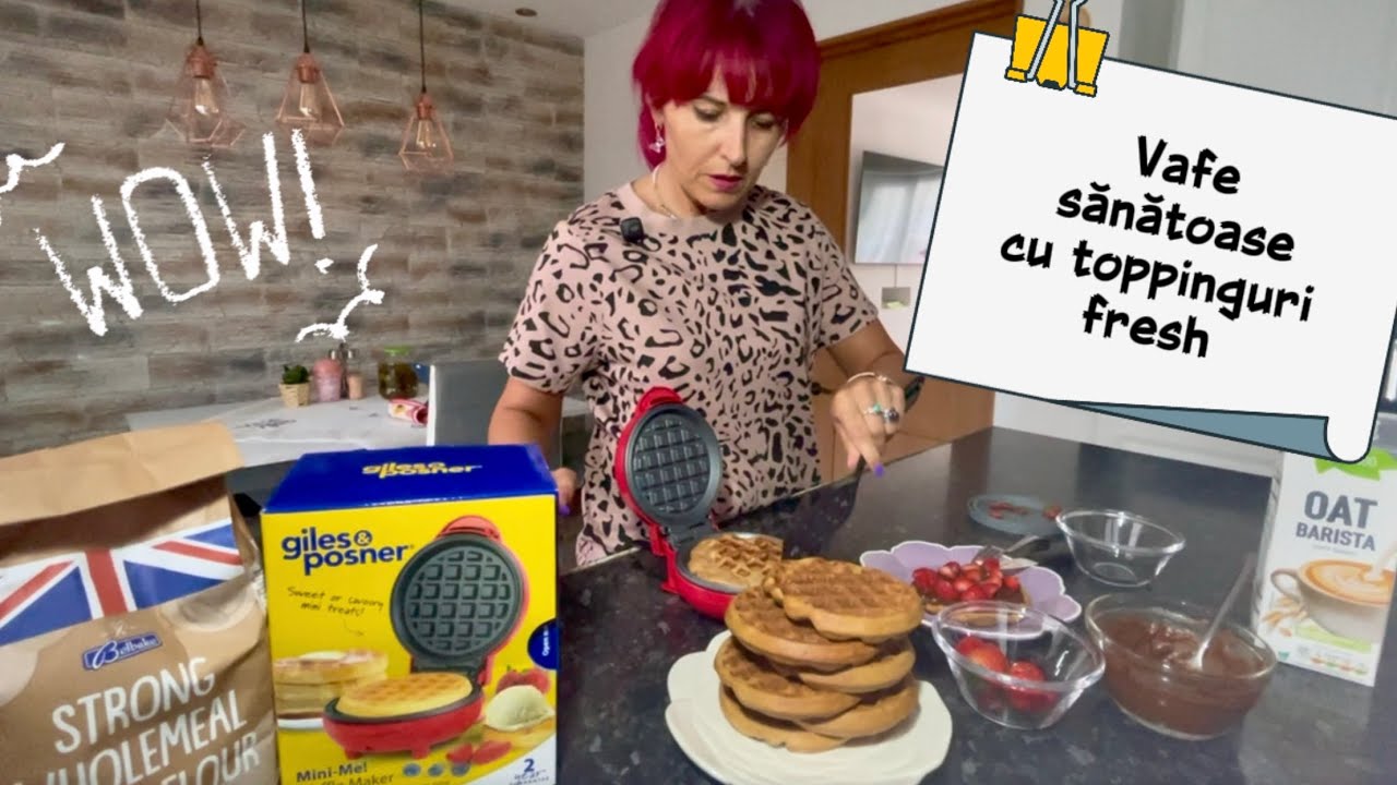 🧇 🍓 🍫 ✨ Rețetă simplă: wafe cu făină integrală și topping fresh