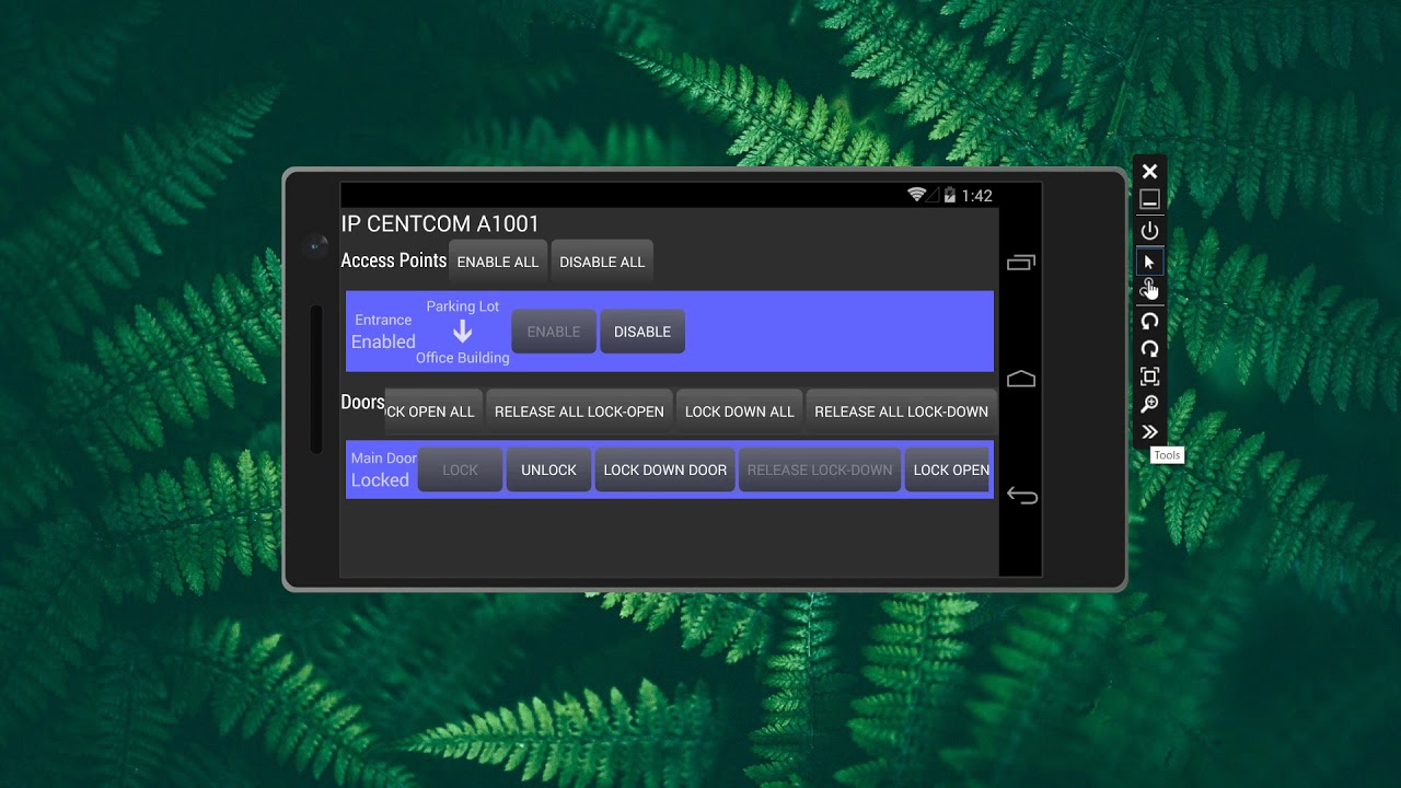 Support for ONVIF Profile C device Axis A1001 by Onvifer on Android