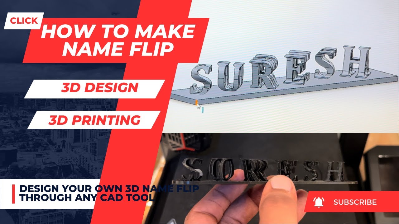 How to make a NAME FLIP/3D CAD Dual letter/3D Printing/Solidworks #personalizedgifts #solidworks