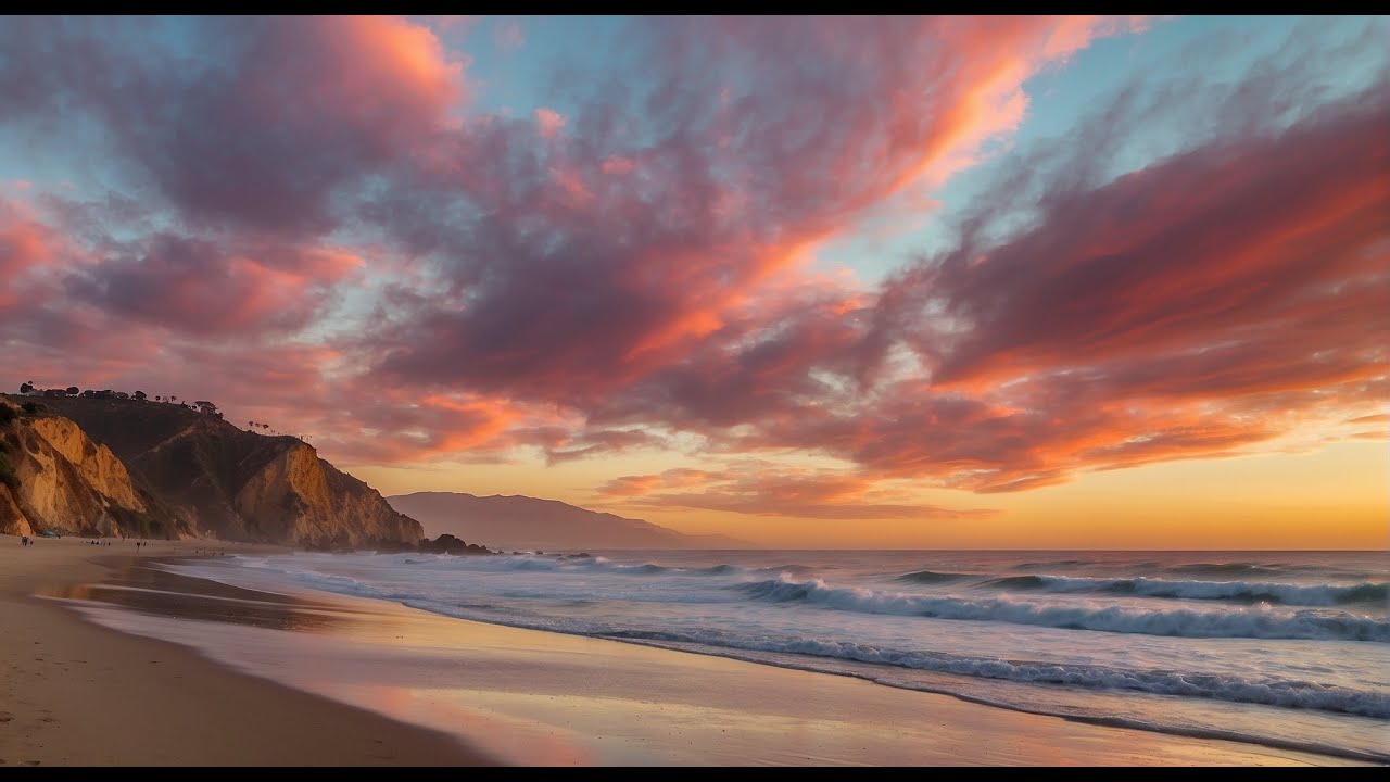 AMAZING Sunset at Point Dume beach, MALIBU - California Aerial Drone Footage 4K