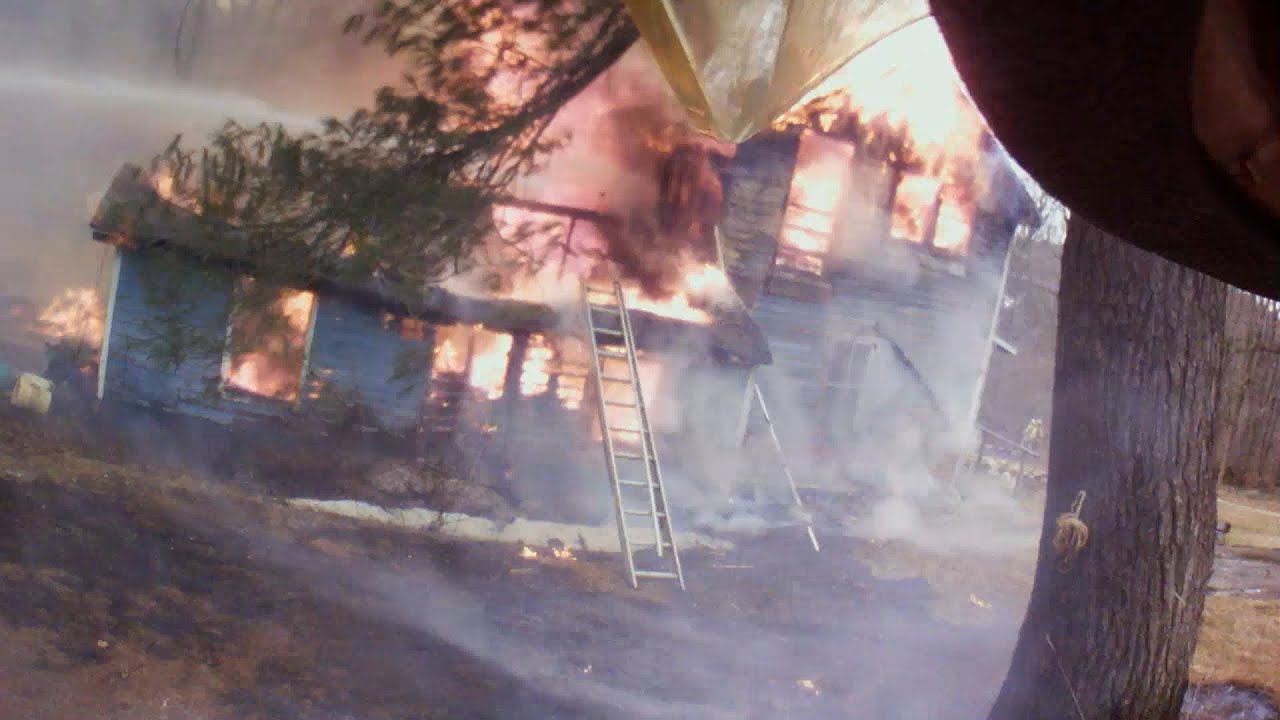 Fully Involved House Fire - West Corners Fire Helmet Cam
