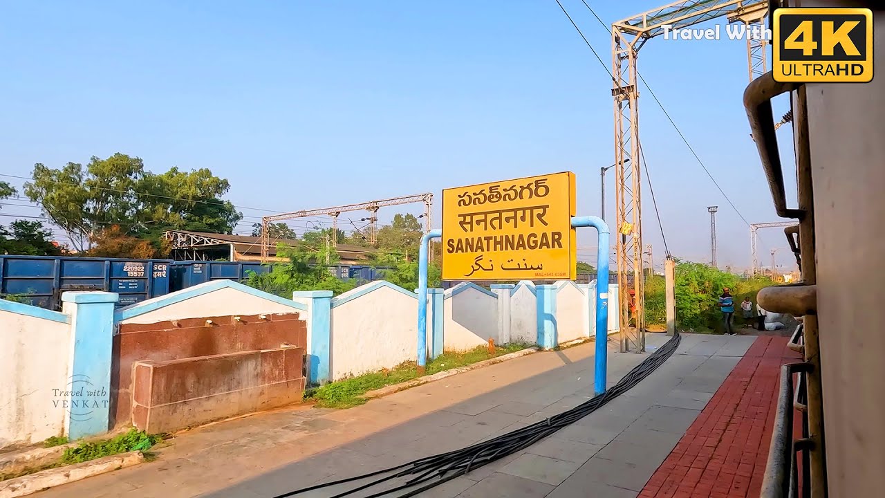 SNF, Sanathnagar  Railway Station From Train, Video in  4K Ultra HD