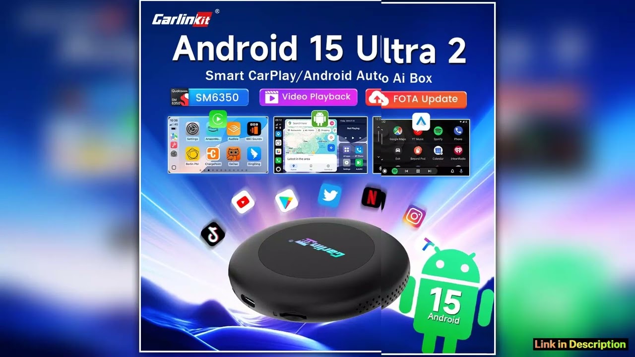 CarlinKit 3 In 1 Android 15 CarPlay Ai Box Wireless Adapter Android Auto Qualcomm SM6350 128GB 8Cor