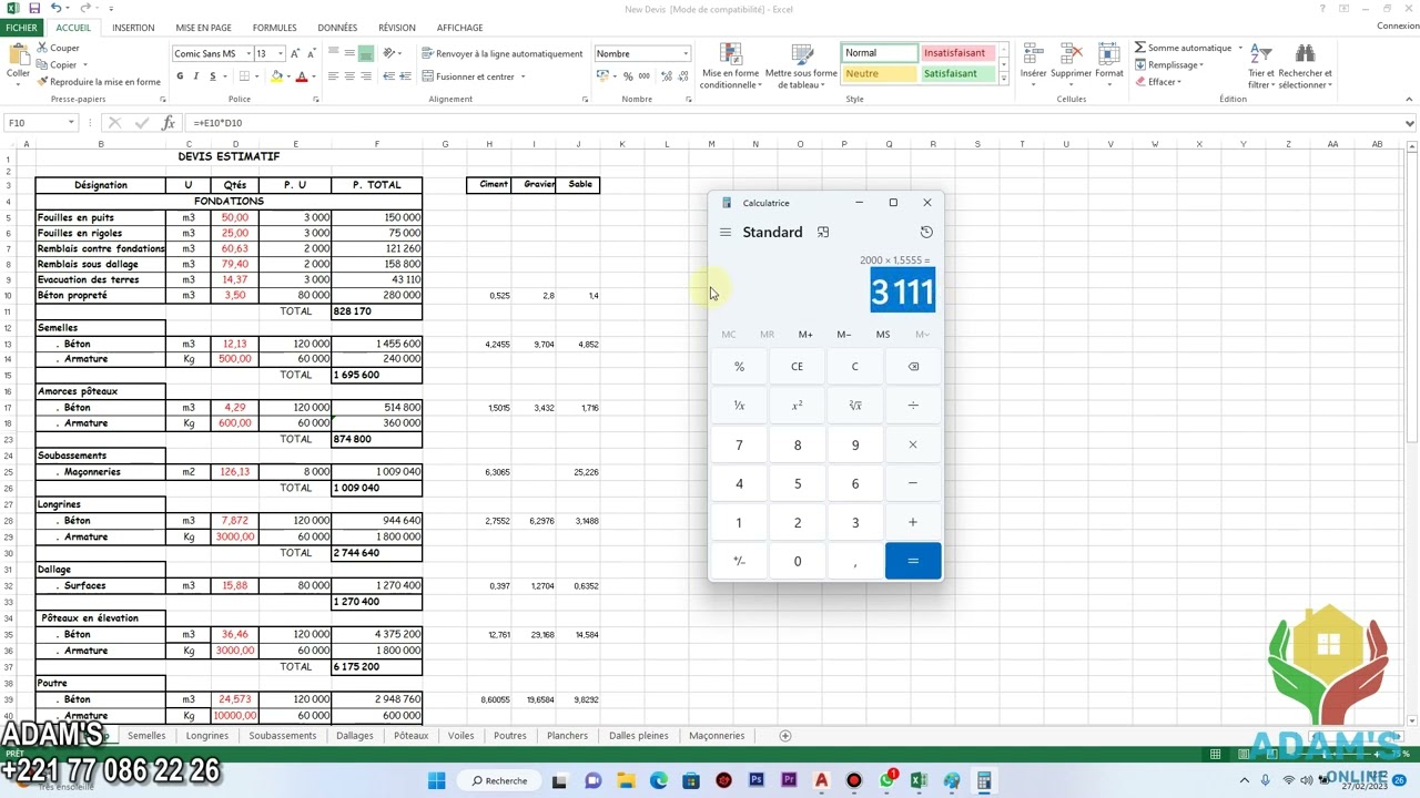 COMMENT FAIRE UN DEVIS ESTIMATIF
