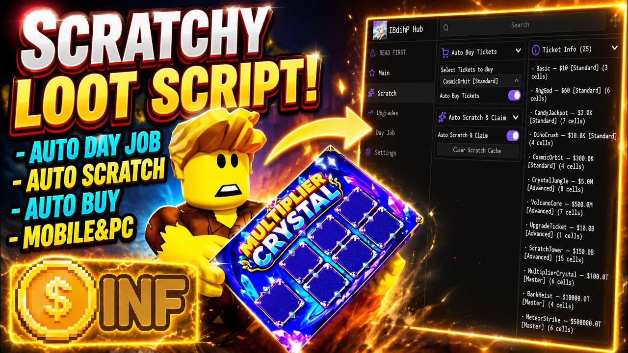 Scratchy Loot Script 2026 | Auto Day Job + Auto Scratch + Auto Buy + More (FREE KEY + WORKING)
