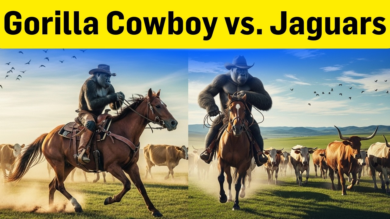 Cowboy Gorilla Saves His Herd of Jaguars &ndash; Epic Farm Rescue Story