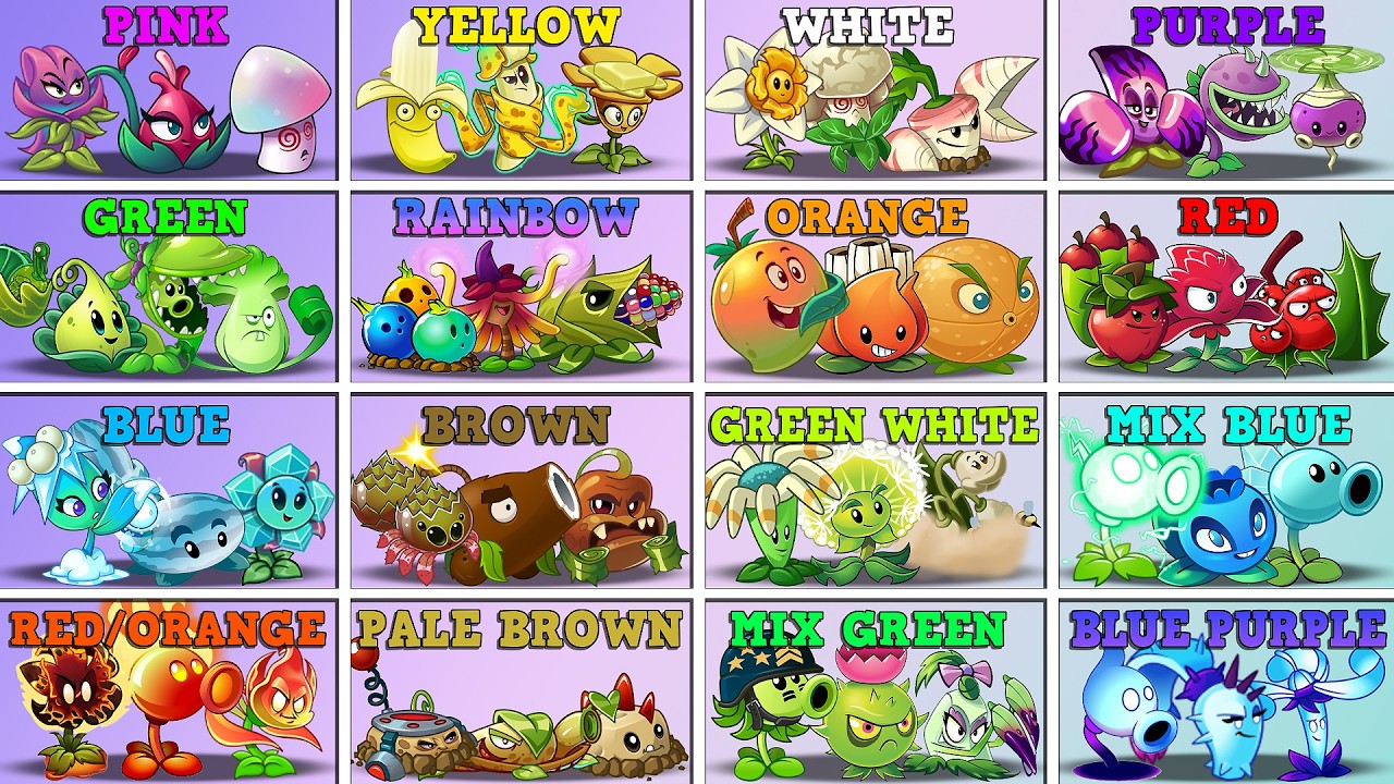 PVZ 2 Random 16 Team Colorful Plants Battle - Which Team Plant Will Win?