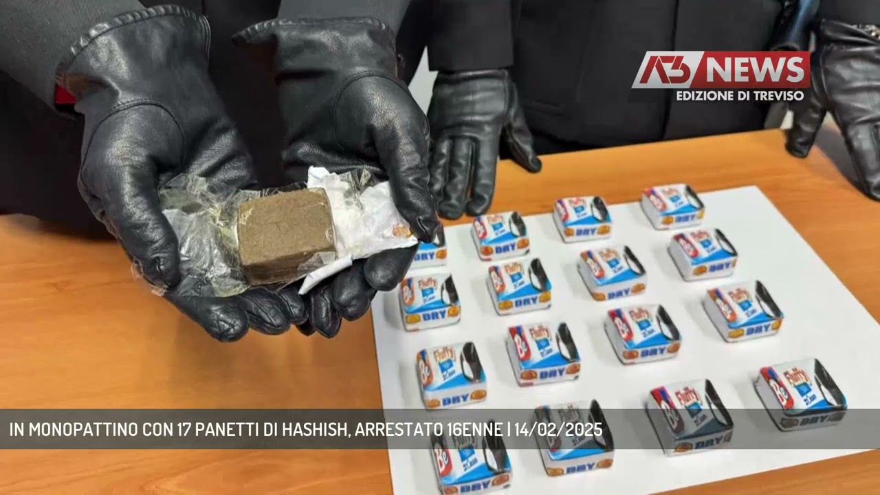 IN MONOPATTINO CON 17 PANETTI DI HASHISH, ARRESTATO 16ENNE | 14/02/2025