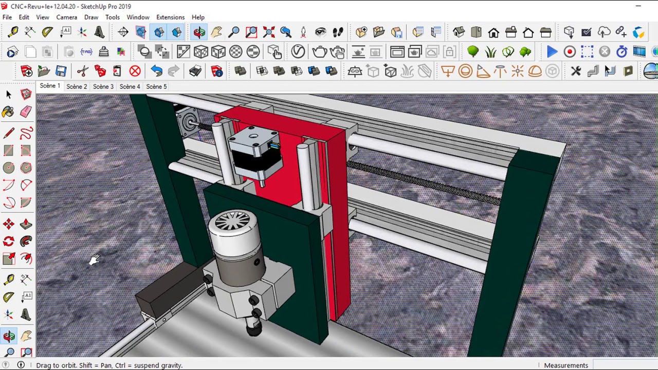 CNC Machine modeling using sketchup pro rendered with vray 4.0