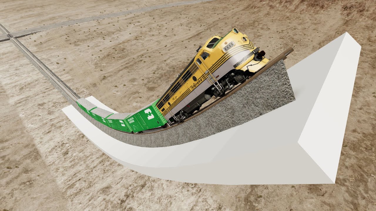 BeamNG.Drive - Trains vs Giant Ramp Crashes 03 | BeamNG High Speed