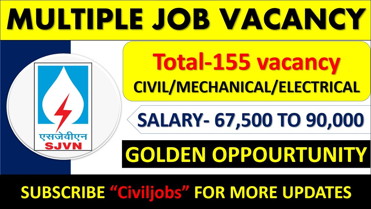 SJVN Limited hiring for 155 post | Salary-70K to 110K | Civil engineering jobs