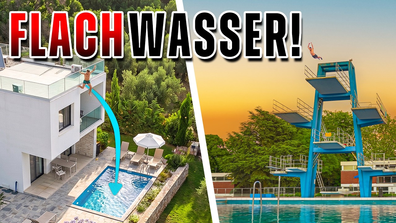 RISKANTER 7M Sprung von LUXUS-VILLA! & Mit VOLLGAS von H&Ouml;CHSTEN PUNKT im Schwimmbad!