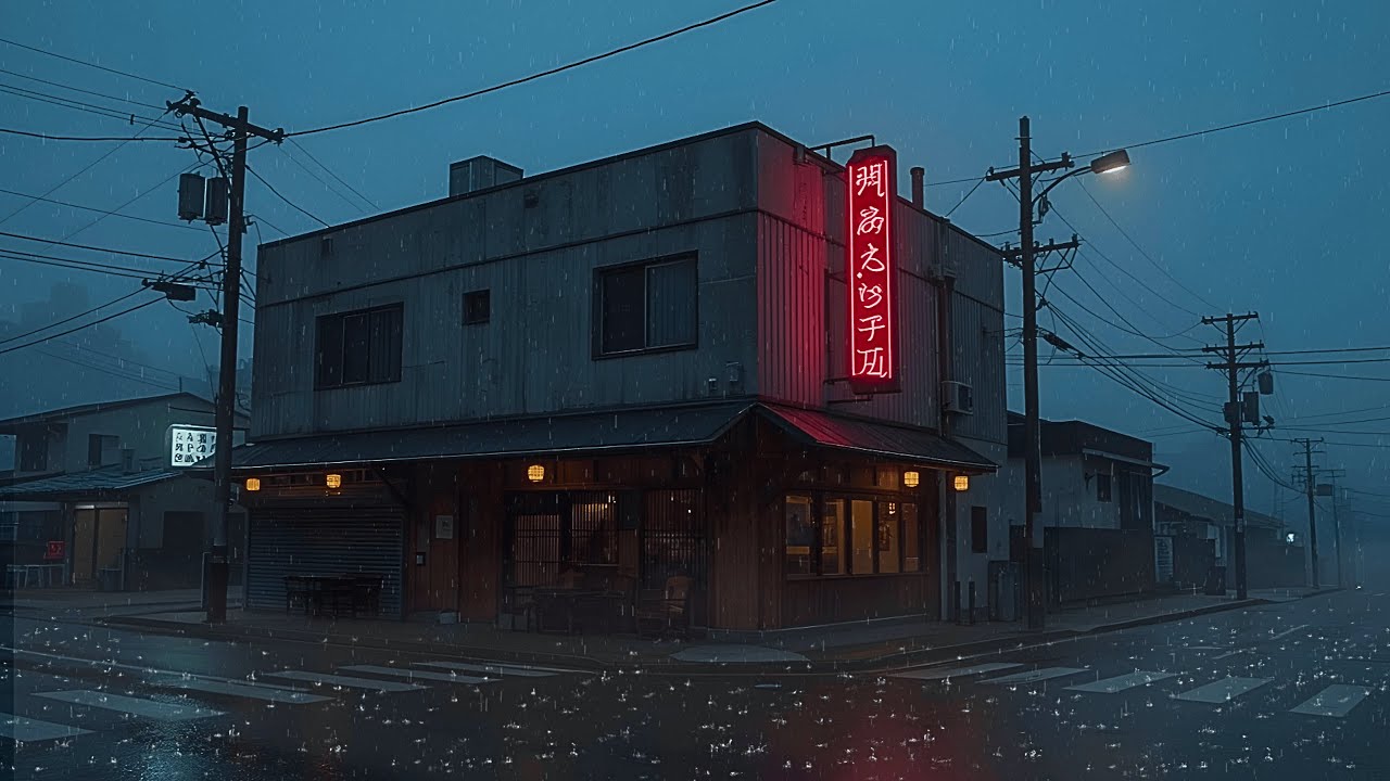 Aesthetic Rain Lofi 🌧️ Find Your Calm at a Neon Street Corner • Deep Focus Study Music