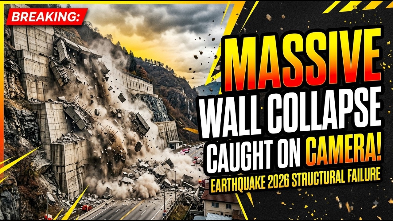 🚨BREAKING: Massive Retaining Wall Collapse Captured #DisasterFootage #BreakingNews #BuildingCollapse