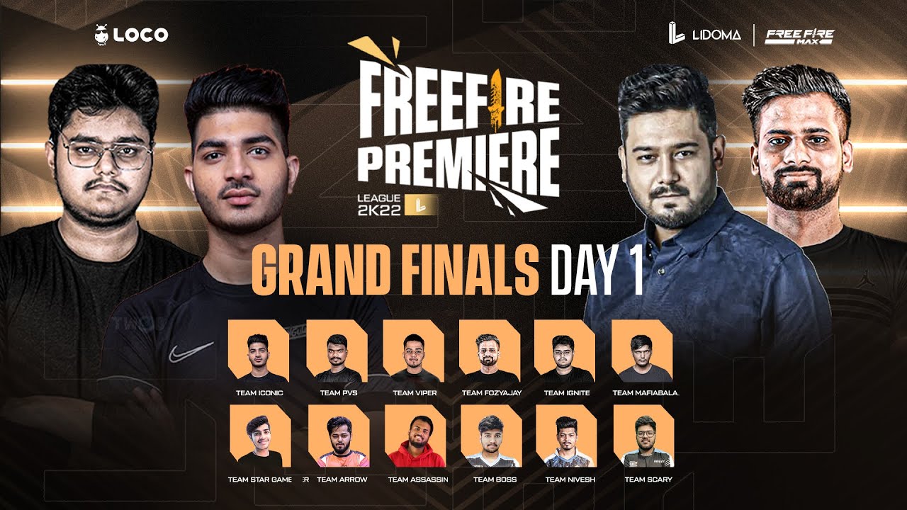 Freefire Premiere League | Grand Final Day 1 Ft. Rocky X FozyAjay , Iconic , Vasiyo , Mafiabala,Pvs