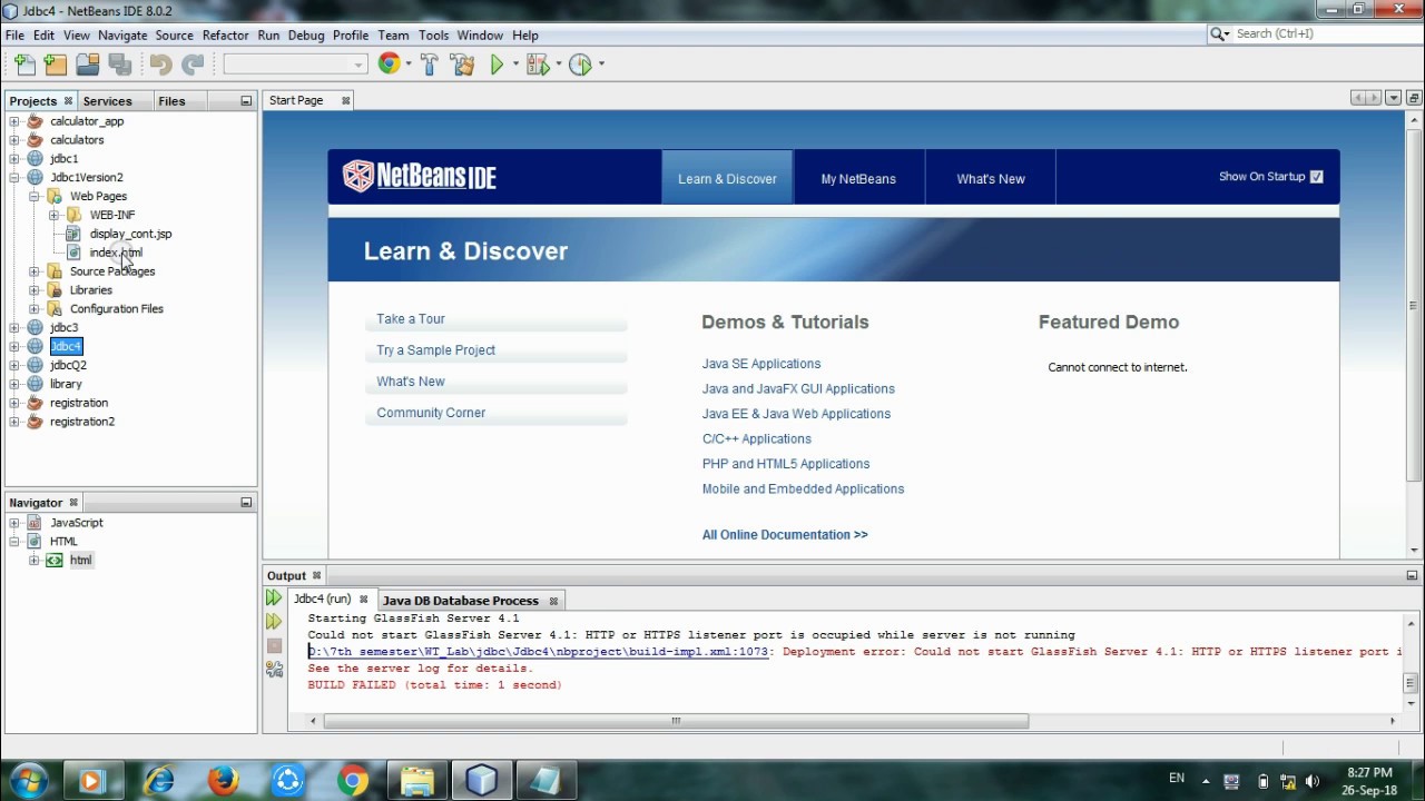 How to solve conflict problem:: Could not start GlassFish Server 4.1 in Netbean