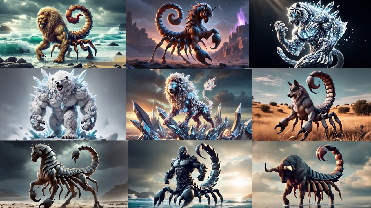 Ai hybrid animal fusion with scorpion and crystal