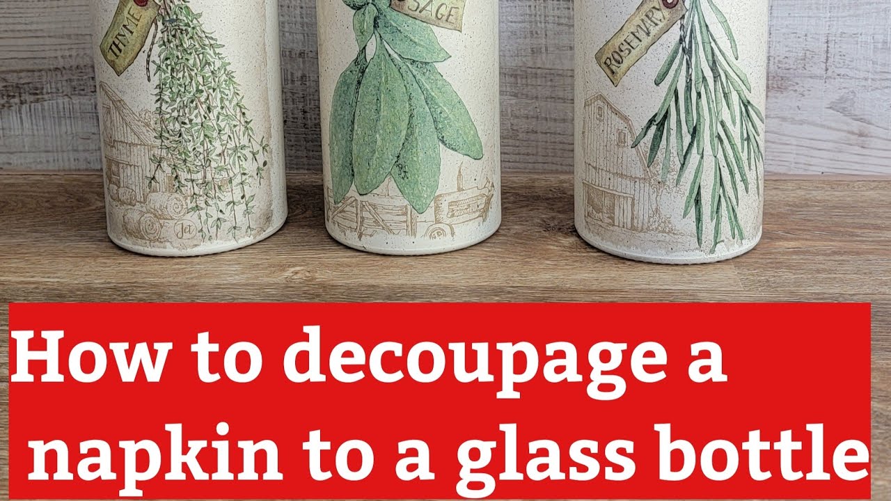 Decoupage bottles with napkins