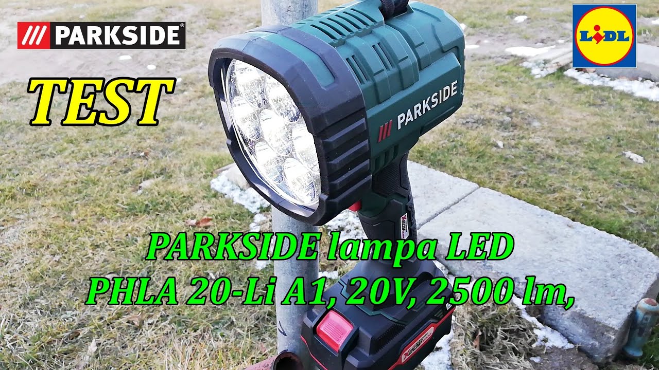 PARKSIDE Akumulatorowa lampa ręczna LED PHLA 20-Li A1, 20V, 2500 lm, TEST w terenie