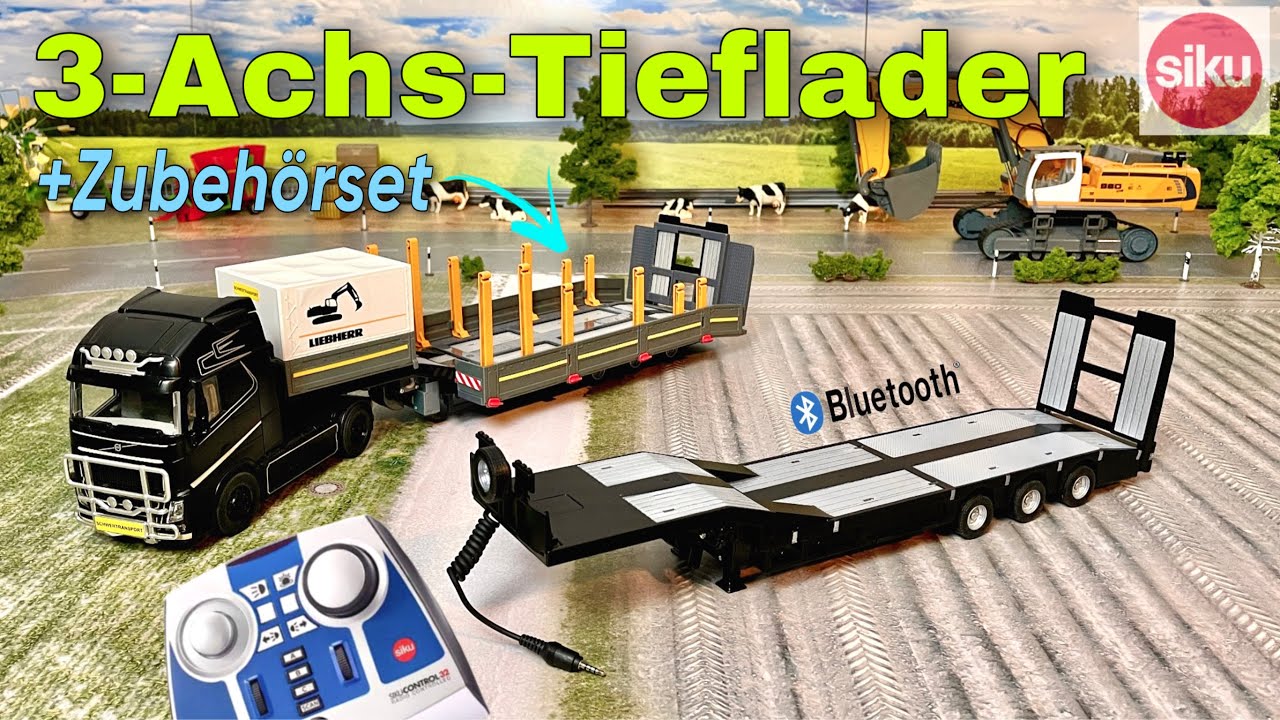 SIKU CONTROL 3-Achs-Tieflader (6744) mit Zubehörset für Tieflader und LKW | Bluetooth | Full Review