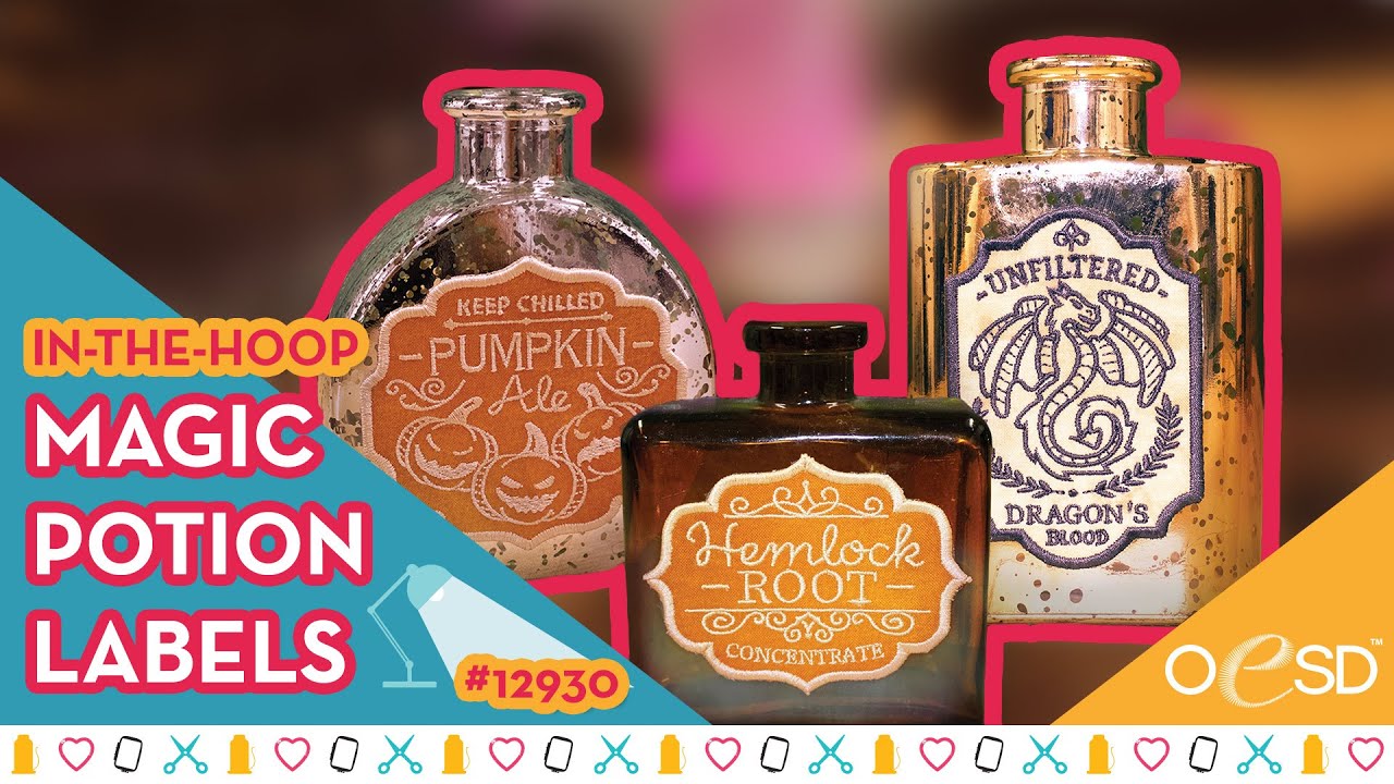 Easy Embroidered Patches, featuring Magic Potion Labels Collection