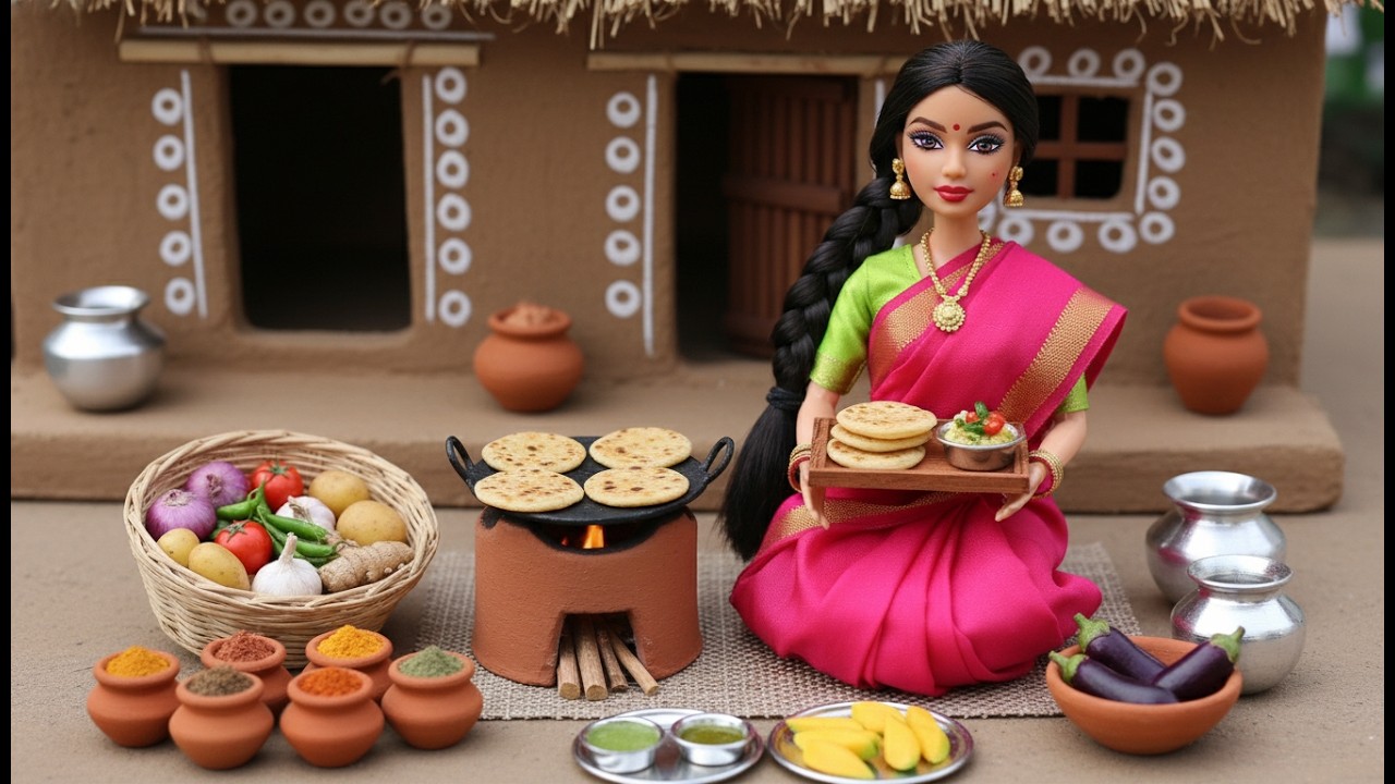 Miniature Litti Chokha ASMR 🔥 Tiny Indian Village Kitchen | Dollhouse Mother-Daughter Cooking Story