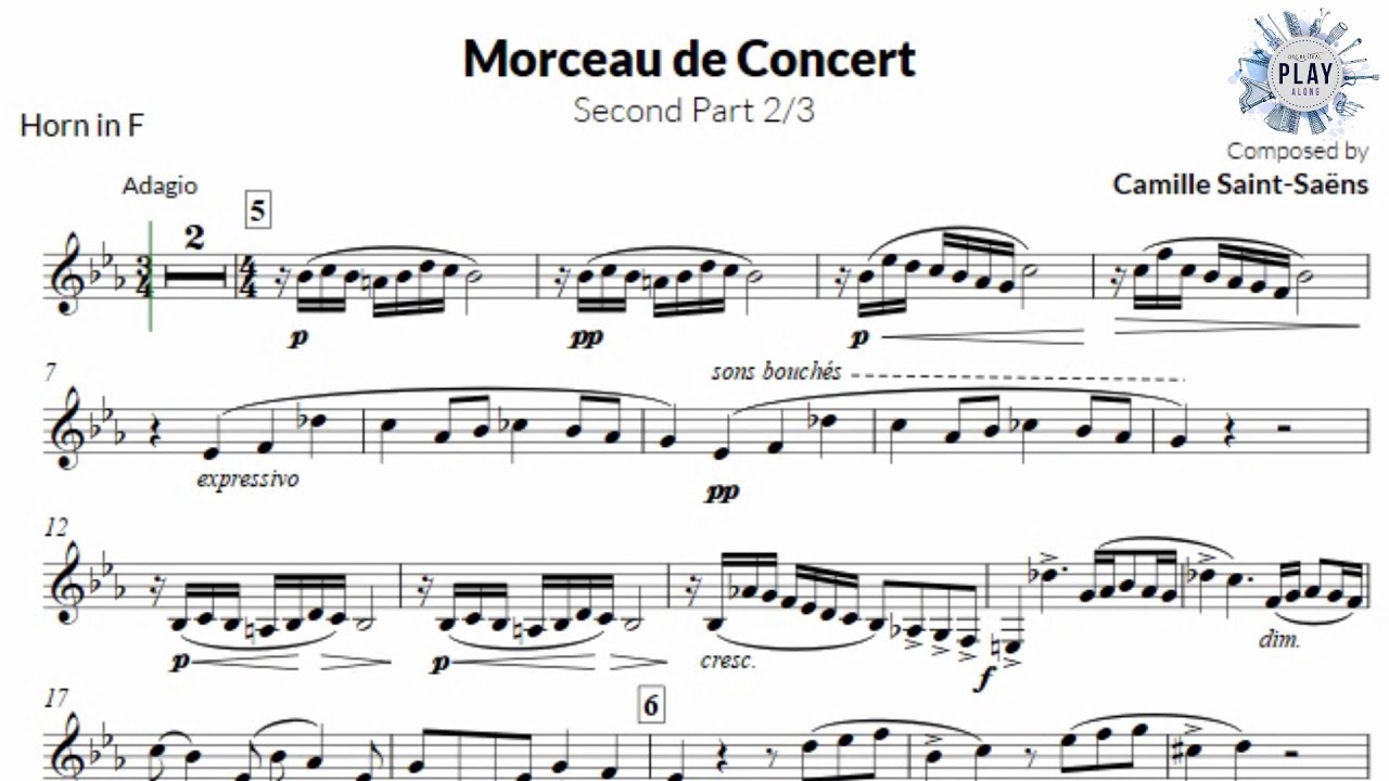 FREE Play-Along for HORN: MORCEAU DE CONCERT (2/3) 🎶📲📯👏 (more versions in description)