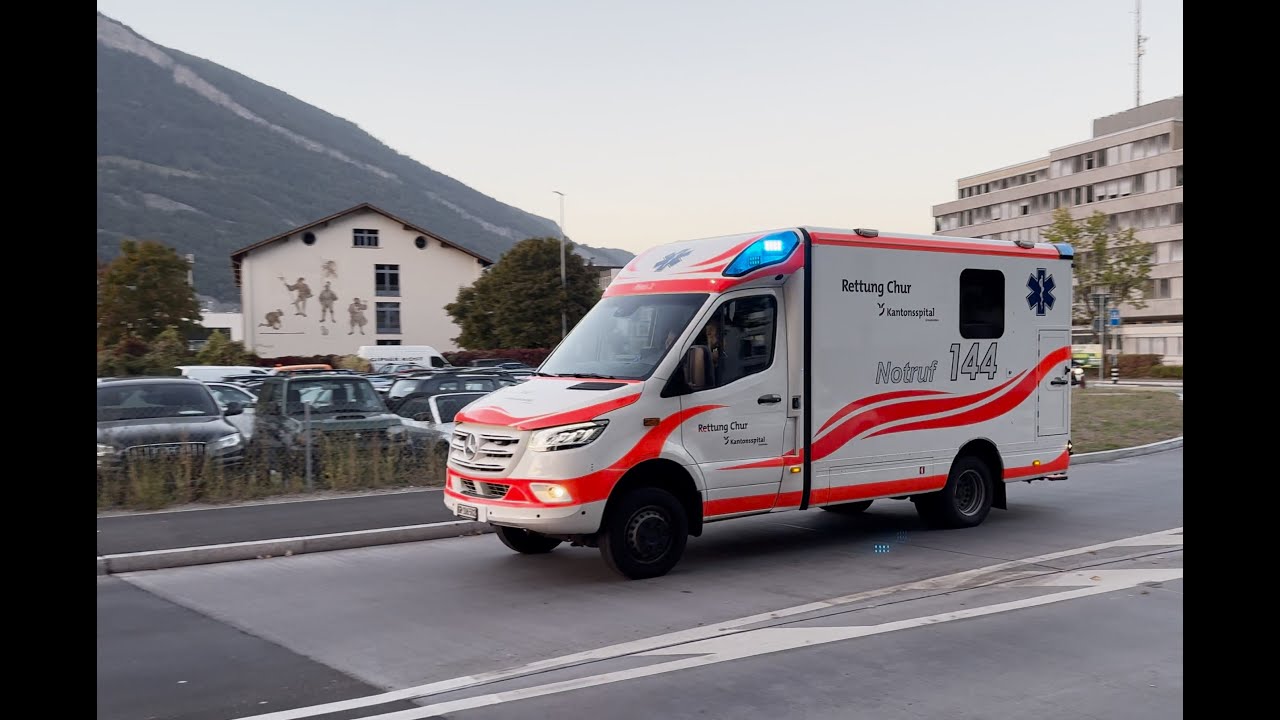 Einsatzfahrt Rettungswagen Kantonsspital Graub&uuml;nden