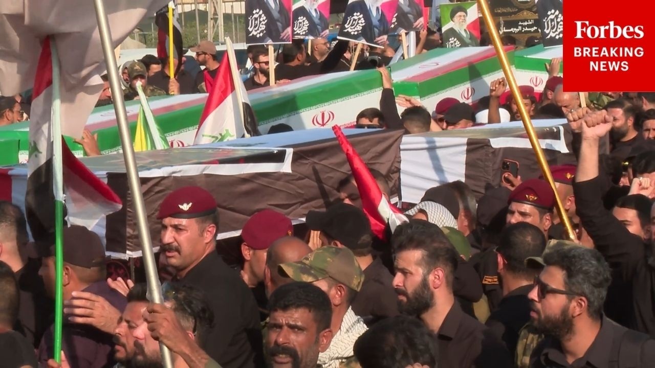 Iraq Holds Funeral For Service Members Killed During Airstrikes As Middle East Tensions Rise
