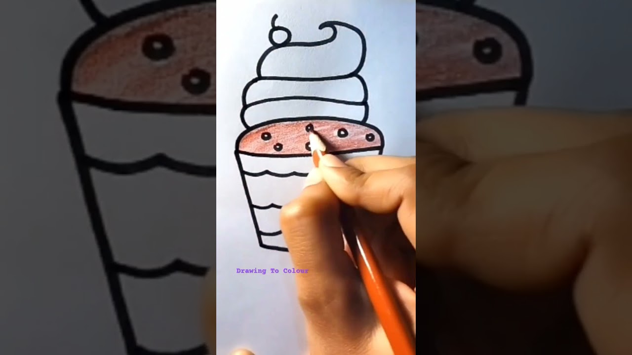 Cupcake Drawing With Colour #shorts #drawing #drawingtocolour