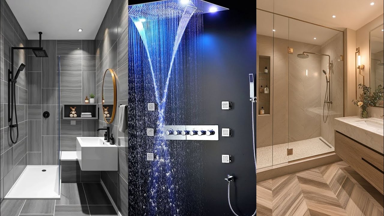 Stylish shower corner ideas with beautiful lightening interior decor 