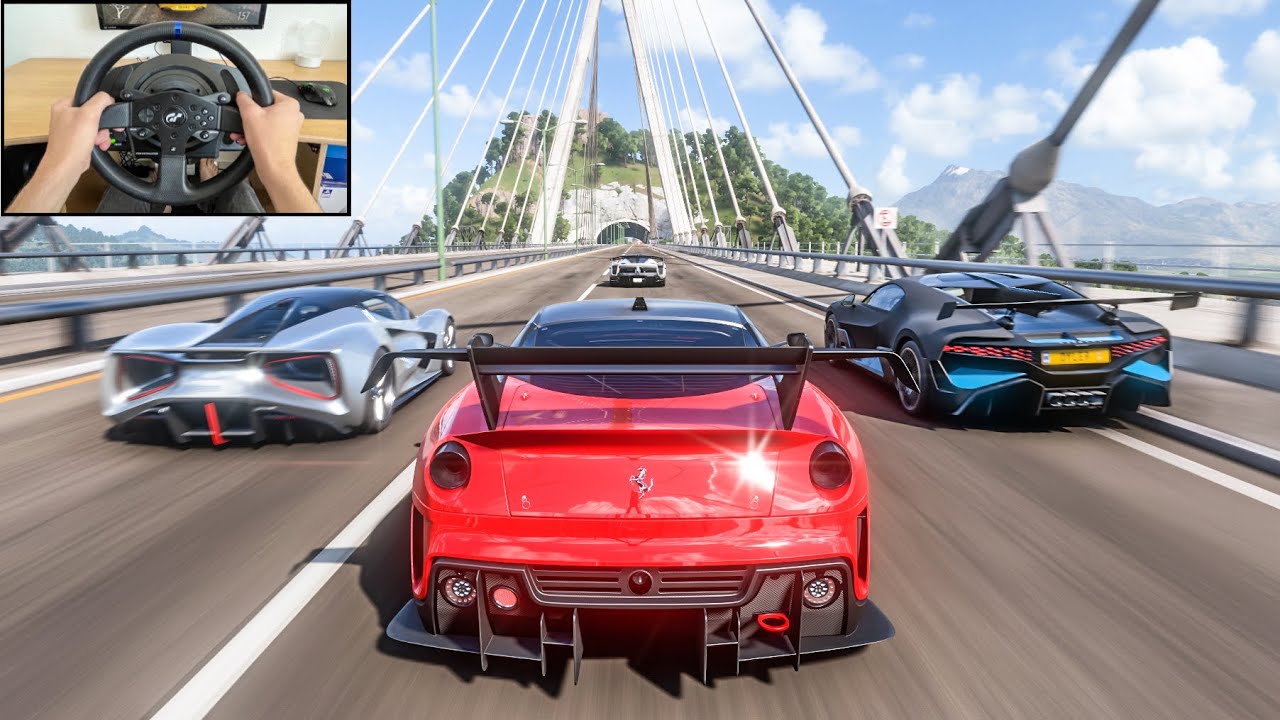 Ferrari 599XX Evo - Goliath Race - Forza Horizon 5 | Steering Wheel Gameplay