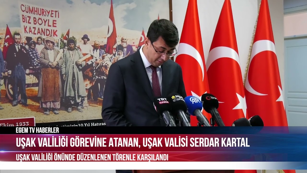 UŞAK VALİLİĞİ G&Ouml;REVİNE ATANAN, UŞAK VALİSİ SERDAR KARTAL, D&Uuml;ZENLENEN T&Ouml;RENLE KARŞILANDI