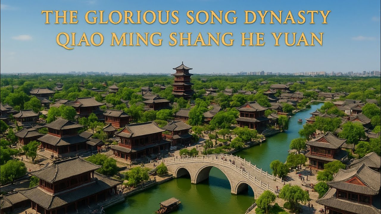 Aerial View of Qingming Riverside Park in Kaifeng | The Splendor of the Song Dynasty (4K) 🇨🇳✨