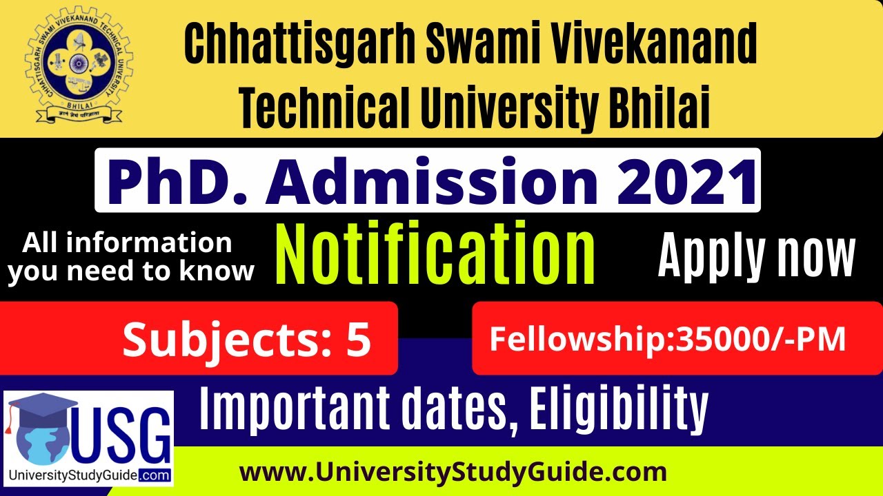 PhD Admission 2021 |  Chhattisgarh Swami Vivekanand Technical University