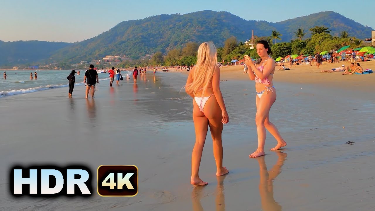 Patong Beach  PHUKET  Kuda Hotel Beach Club  Walking at Sunset  -  Virtual Thailand  // 4K HDR